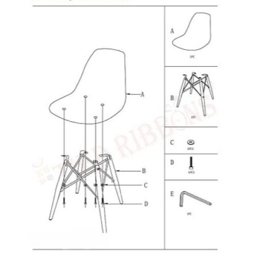 Plastic white dining chair, Wooden leg, Retro, Strong, ready-to-use - Image 7