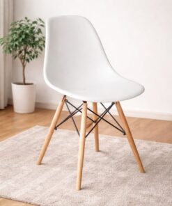 Plastic white dining chair, Wooden leg, Retro, Strong, ready-to-use - 5starfurniture.co.za