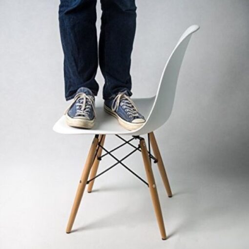 Plastic white dining chair, Wooden leg, Retro, Strong, ready-to-use - Image 2