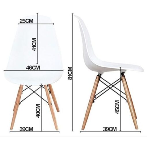 Plastic white dining chair, Wooden leg, Retro, Strong, ready-to-use - Image 4