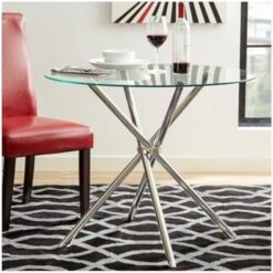 Alternative view of Round Glass Dining Table - Clear Tabletop - Silver Legs - Sturdy
