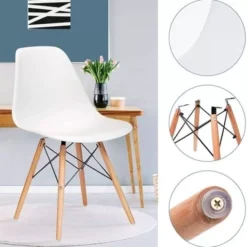 white plastic dining chair with wooden legs assembly