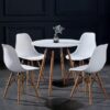 Round dining table set - 5 pieces, White, Assembled, Lightweight - 5starfurniture.co.za