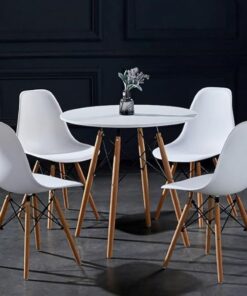 Round dining table set - 5 pieces, White, Assembled, Lightweight - 5starfurniture.co.za