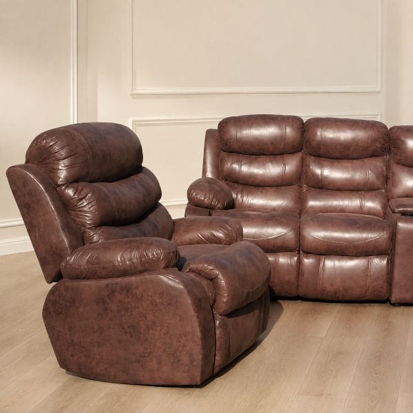 2-Piece Brown Leather Couch Set Plush feeling Credit Budget 3 2-Piece Brown Leather Couch Set Plush feeling _close up