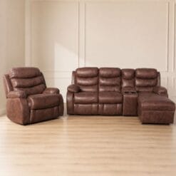 2-Piece Brown Leather Couch Set Plush feeling _supportive image