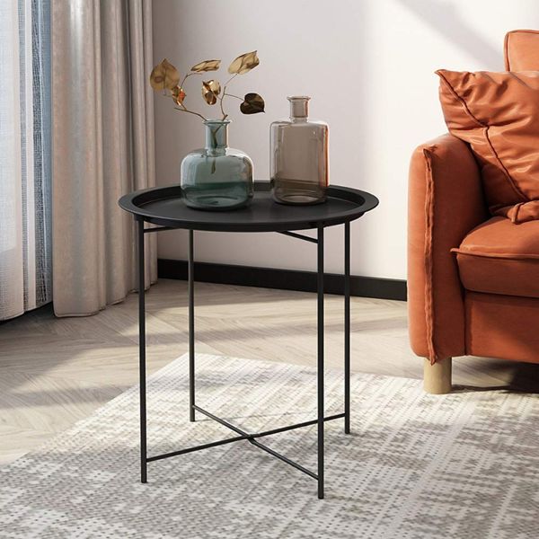 Round Black End Table - Metal structure - Light weight - Assembled - 5starfurniture.co.za