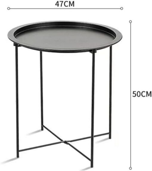 Round Black End Table - Metal structure - Light weight - Assembled - Image 4