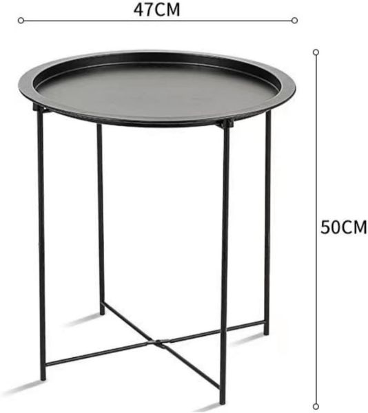 Round Black End Table - Metal structure - Light weight - Assembled - Image 4