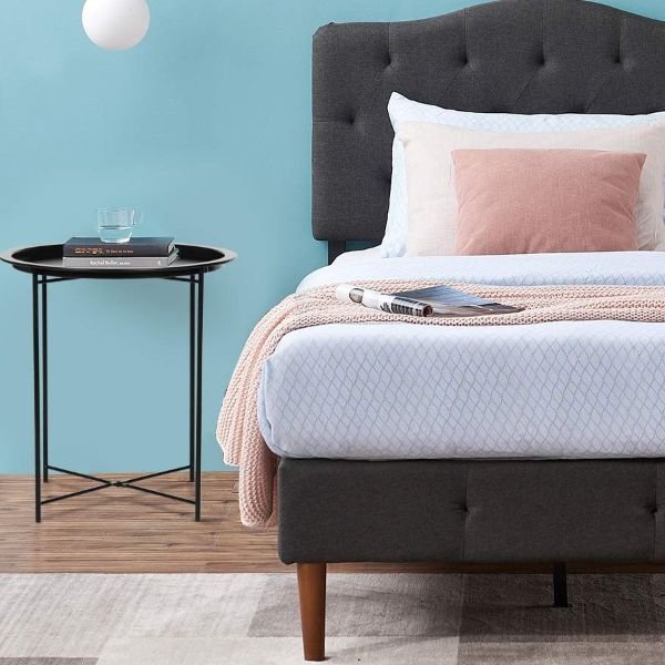 Round Black End Table - Metal structure - Light weight - Assembled - Image 2