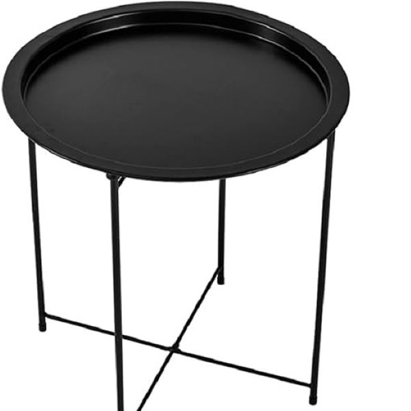 Round Black End Table - Metal structure - Light weight - Assembled - Image 3