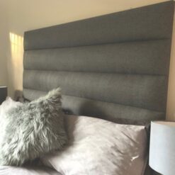 Alternative view of Padded Headboard Queen - Grey Velvet - Lines - Freestanding