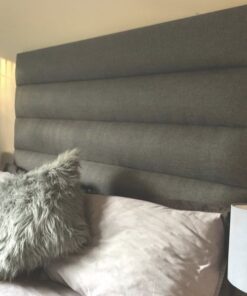 Alternative view of Padded Headboard Queen - Grey Velvet - Lines - Freestanding