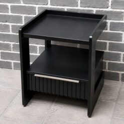Black Wooden Side Table with 1 drawer Lightweight Affordable