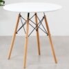 White Round Dining Table - Wooden Legs Ready to use - 5starfurniture.co.za