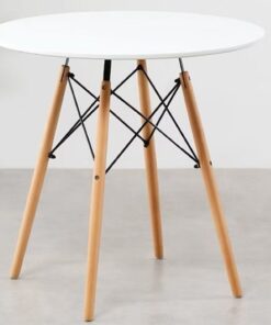 White Round Dining Table - Wooden Legs Ready to use - 5starfurniture.co.za