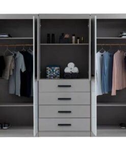 Alternative view of Wardrobe 6 doors drawers - Grey and White, 2.4m, Ready-to-use