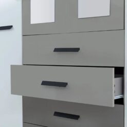 Double Wardrobe 6 doors - Grey and White, 2.7m, Ready-to-use - 5starfurniture.co.za