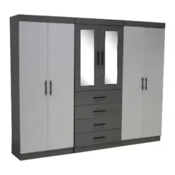 double-wardrobe-6-doors-grey-and-white-2.7m-assembled-5-star-furniture - 5starfurniture.co.za