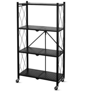 display-rack-4-tier-black-assembled-fold-able-on-wheels-metal-light-weight