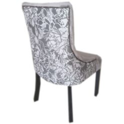 Alternative view of Upholstered Dining Chair - Grey velvet tufted front, floral back