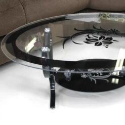 Oval-Shaped Glass Table - Black legs - Assembled - Black Border - 5starfurniture.co.za