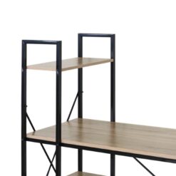 Desk With Bookshelf Brown workspace black metal structure 12 Desk With Bookshelf Brown workspace black metal structure - Image 5