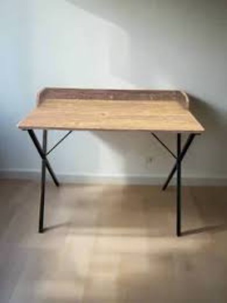 Student Desk Small Oak - Modern Black Metal frame, Assembled - Image 6