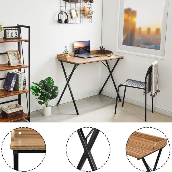 Student Desk Small Oak - Modern Black Metal frame, Assembled - Image 4