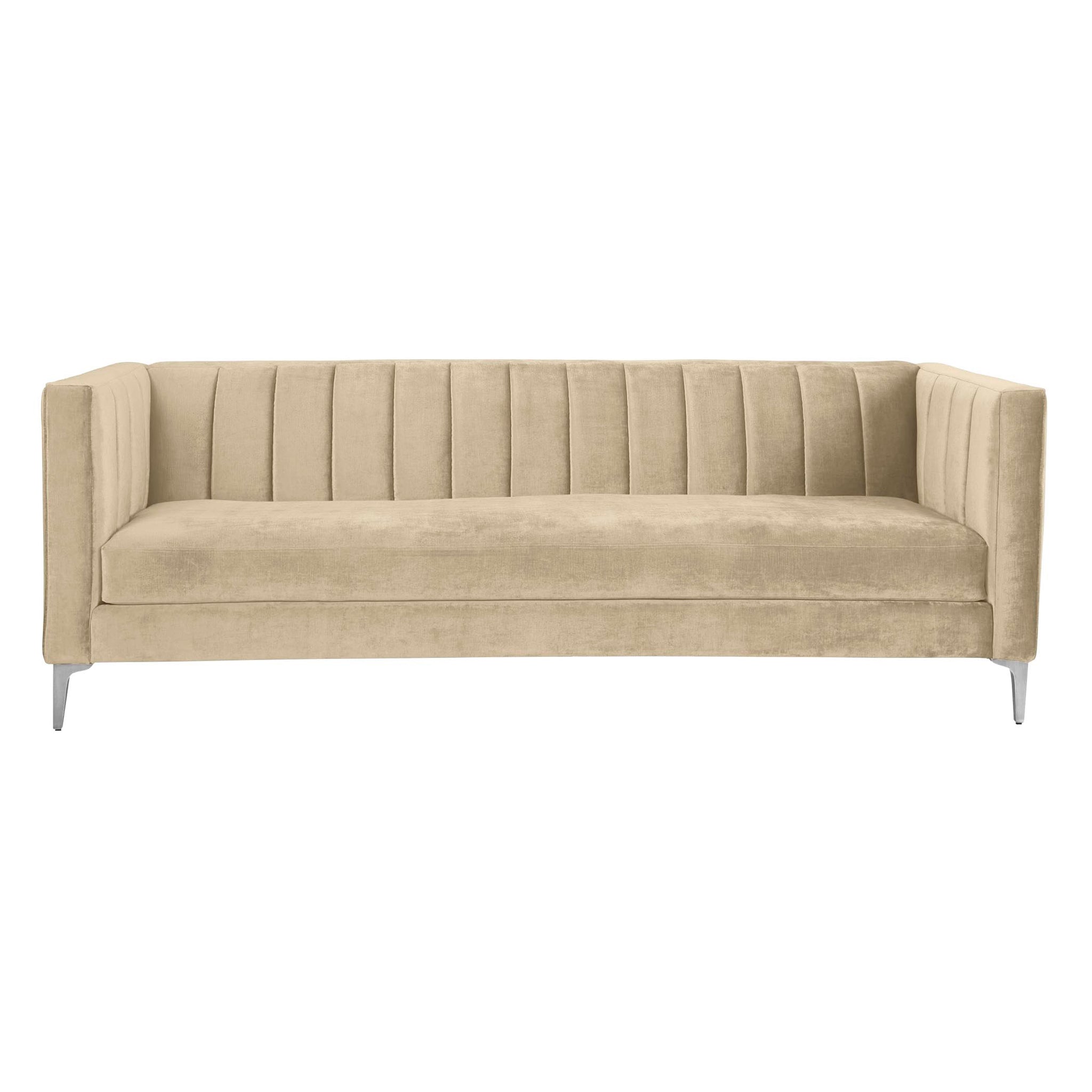 cream-couch-3-divisional-velvet-with-silver-legs-modern-pleated-back-5-star-furniture