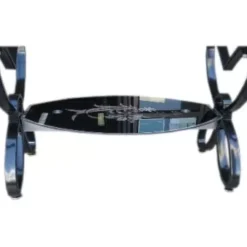 Oval-Shaped Glass Table - Black legs - Assembled - Black Border - Image 6