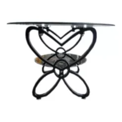 Oval-Shaped Glass Table - Black legs - Assembled - Black Border - Image 5