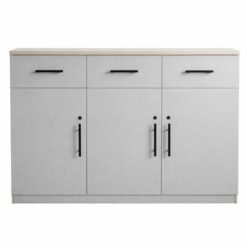 Lockable Cupboard Grey - 1.25m width Gloss finishing Assembled