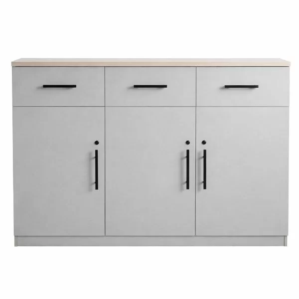 Light grey storage cupboard 1.25m with raised legs