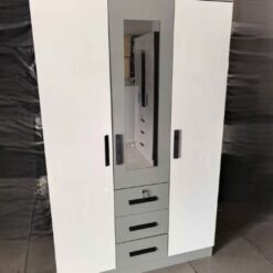 Clothing Wardrobe 1.2m width Hang Three Storage Drawers Lock - 5starfurniture.co.za