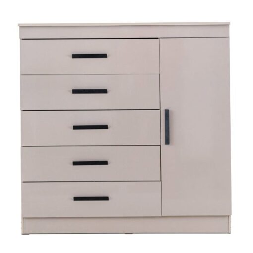 Gloss Chest Of Drawers - Grey - Black Handles - Fully assembled - 5starfurniture.co.za