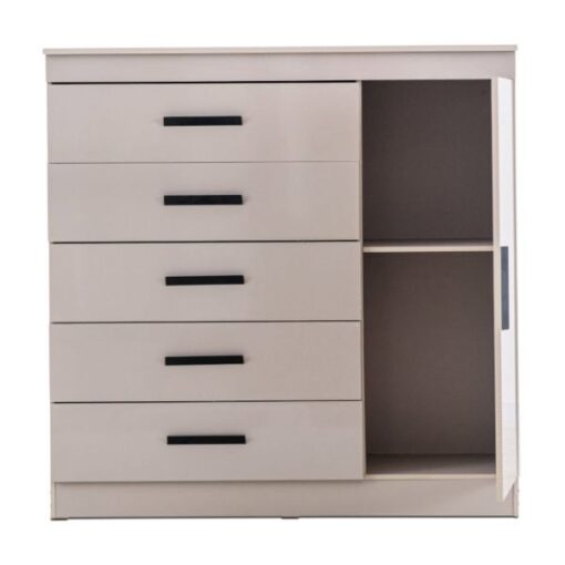 Gloss Chest Of Drawers - Grey - Black Handles - Fully assembled - Image 2
