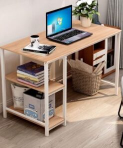 Desk With 2-tier bookshelf - White metal structure - Assembled - 5starfurniture.co.za