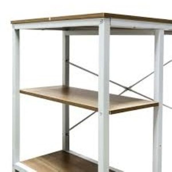 Desk With 2-tier bookshelf - White metal structure - Assembled - Image 6
