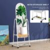 Mirror on wheels with storage, Full Length, White, Swivel, Storage - 5starfurniture.co.za