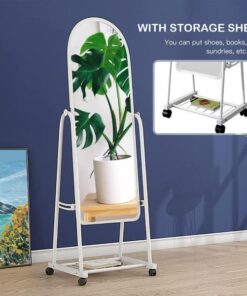 Mirror on wheels with storage, Full Length, White, Swivel, Storage - 5starfurniture.co.za