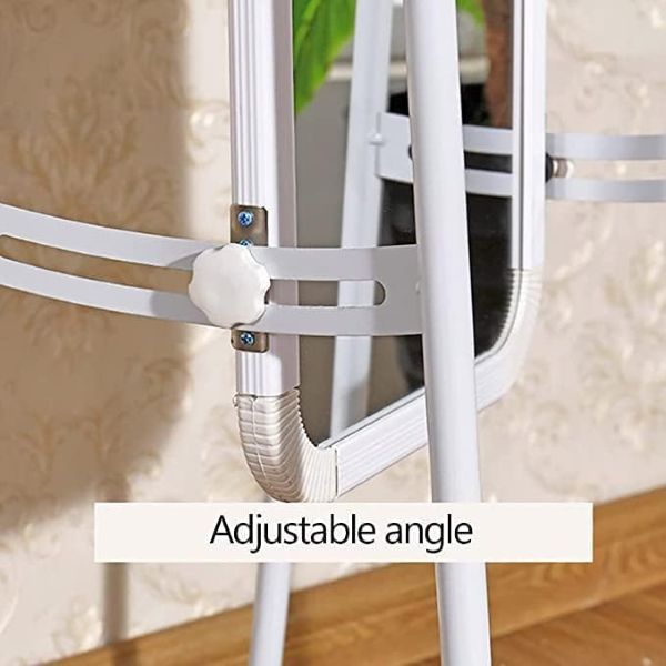 Mirror on wheels with storage, Full Length, White, Swivel, Storage - Image 6