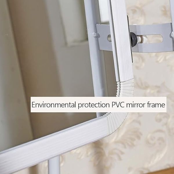 Mirror on wheels with storage, Full Length, White, Swivel, Storage - Image 5