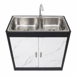 Steel-sink-2-doors-black-and-white-at-5star-furniture