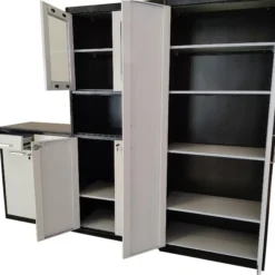 Alternative view of Lockable Steel Kitchen Cabinets - Black and White, 2400mm width