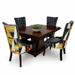 Mahogany Dining Table with 4 Chairs_clear background