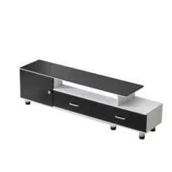 Extendable TV Stand - Black and White - Assembled - Raised