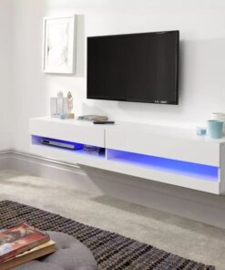White Plasma/TV Stand Slim Look Build in Led lights Ready to use - 5starfurniture.co.za