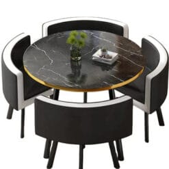 Dining set Black Marble - 5 Pieces, Table with 4 Leather chairs - 5starfurniture.co.za
