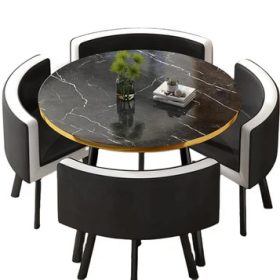 Dining set Black Marble - 5 Pieces, Table with 4 Leather chairs - 5starfurniture.co.za